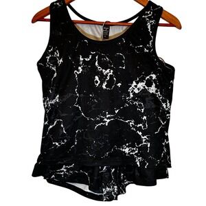 POP Fit Cheek Boss Black and White 2 Piece Tank Short Sleep Set Women's Size Med